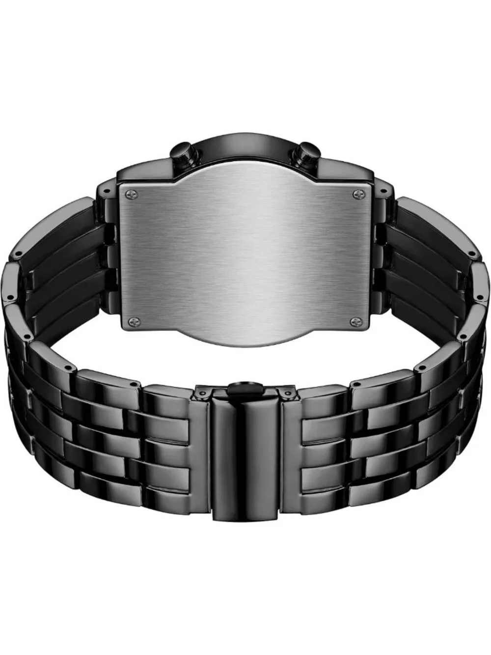 Stylish Men's Blue LED Digital Watch - Classic Black Plated Fashion Wristwatch